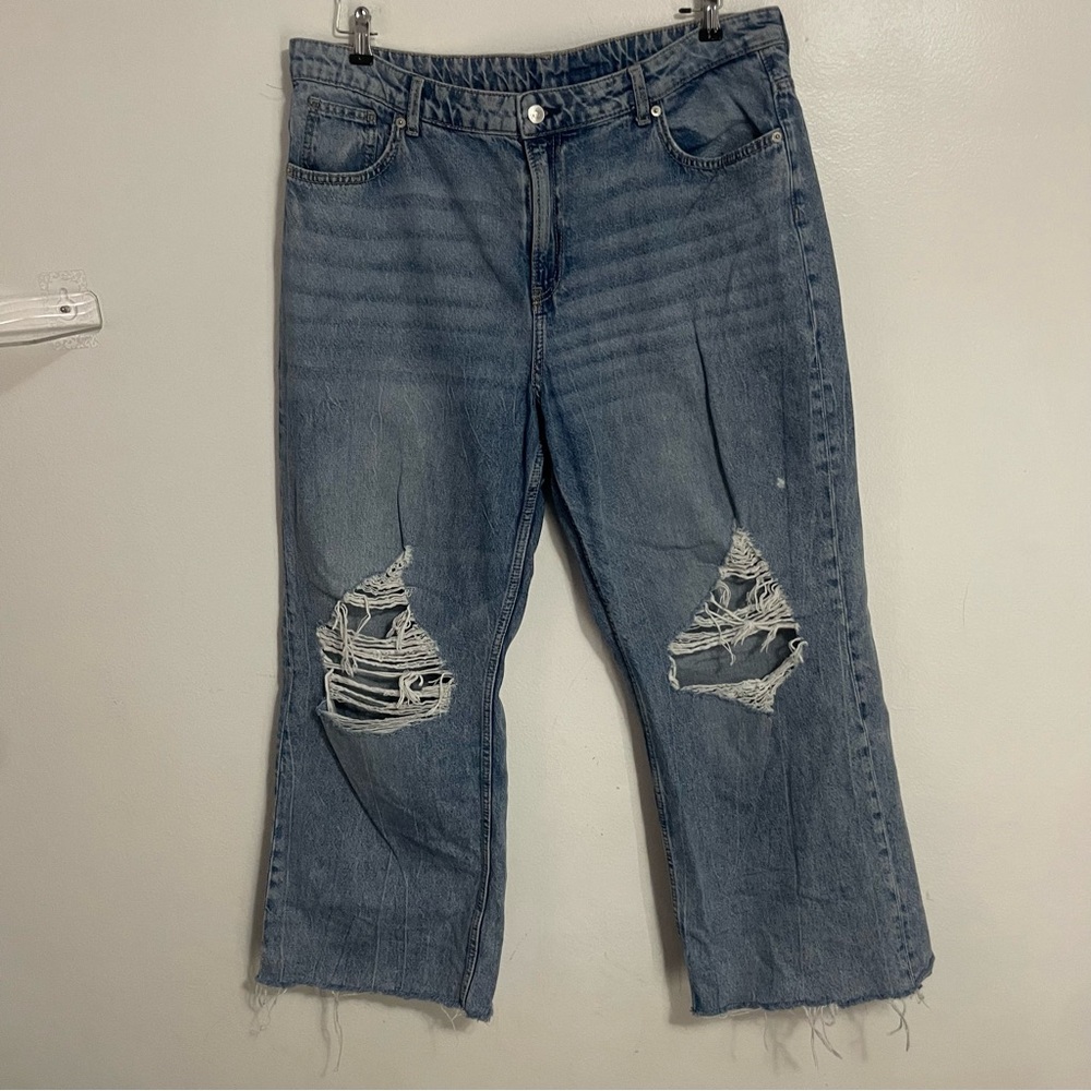 Womens H&M Divided Ripped Wide Leg Jeans Size 18